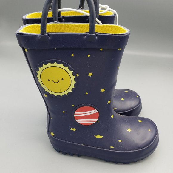 Cat & Jack Shoes Cat Jack Blue Rocket Sun And Stars Boys Rain Boots